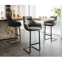chaise-de-bar alja-flex microfibre anthracite vintage chaise cantilever plate métal noir ressorts ensachés