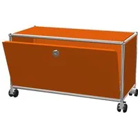 usm haller lowboard tv s - 1 porte battante - 26 orange pur - roulettes souples pour sols durs