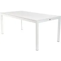 jan kurtz table quadrat - aspect bois - aluminium blanc - 180 x 90 cm