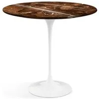 knoll international table d'appoint saarinen - oval - blanc - marbre brown emperador-très brillant
