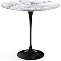 knoll international table d'appoint saarinen - oval - noir - marbre arabescato-satiné/mat