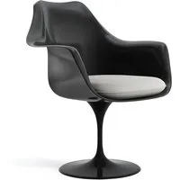 knoll international chaise avec accoudoirs saarinen tulip - ultrasuede - gris - noir - coussin d'assise - ultrasuede - fixé