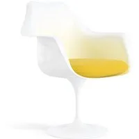 knoll international chaise avec accoudoirs saarinen tulip - ultrasuede - jaune - blanc - coussin d'assise - ultrasuede - rotatif