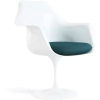 knoll international chaise avec accoudoirs saarinen tulip - ultrasuede - pétrole - blanc - coussin d'assise - ultrasuede - rotatif