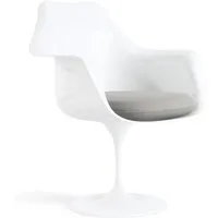 knoll international chaise avec accoudoirs saarinen tulip - ultrasuede - gris - blanc - coussin d'assise - ultrasuede - rotatif