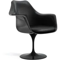 knoll international chaise avec accoudoirs saarinen tulip - vinyl - noir - noir - coussin d'assise - vinyle - rotatif