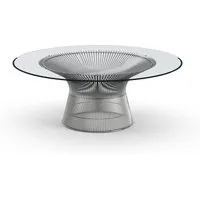 knoll international table basse platner  - verre cristal - nickel poli - ø 107 cm