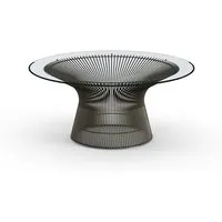 knoll international table basse platner  - verre cristal - peinture bronze métallisé - ø 91,5 cm