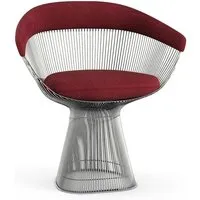 knoll international chaise avec accoudoirs platner side - circa rouge bordeaux - nickel poli