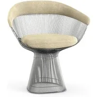 knoll international chaise avec accoudoirs platner side - circa - blanc crème - nickel poli