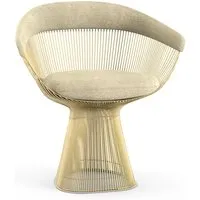 knoll international chaise avec accoudoirs platner side - circa - blanc crème - revêtement en or 18 carats