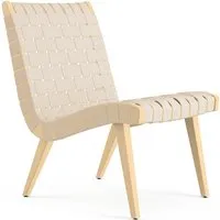 knoll international chaise avec accoudoirs risom lounge  - blanc crème