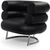 classicon fauteuil bibendum  - chromé - cuir premium noir