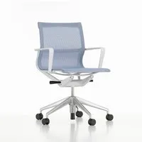 vitra chaise de bureau physix piètement à cinq étoiles - poli - 09 gris glacier - gris doux - roulettes pour tapis de sol