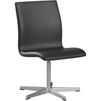 fritz hansen chaise de bureau oxford pied 5 branches dossier bas - réglable en hauteur - cuir noir - sans accoudoirs