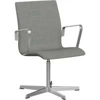 fritz hansen chaise de bureau oxford pied 5 branches dossier bas - hauteur d'assise fixe - remix gris clair - avec accoudoirs