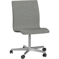 fritz hansen chaise de bureau oxford à roulettes 5 branches dossier bas - hauteur d'assise fixe - remix gris clair - sans accoudoirs
