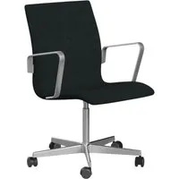 fritz hansen chaise de bureau oxford à roulettes 5 branches dossier bas - hauteur d'assise fixe - remix noir - avec accoudoirs