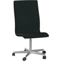 fritz hansen chaise de bureau oxford à roulettes 5 branches dossier moyen - hauteur d'assise fixe - remix noir - sans accoudoirs