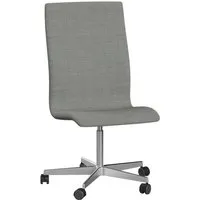 fritz hansen chaise de bureau oxford à roulettes 5 branches dossier moyen - hauteur d'assise fixe - remix gris clair - sans accoudoirs