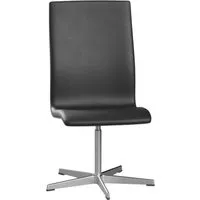 fritz hansen chaise de bureau oxford pied 5 branches dossier moyen - réglable en hauteur - cuir noir - sans accoudoirs
