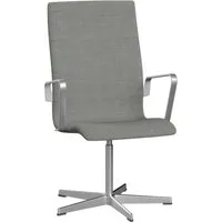 fritz hansen chaise de bureau oxford pied 5 branches dossier moyen - réglable en hauteur - remix gris clair - avec accoudoirs