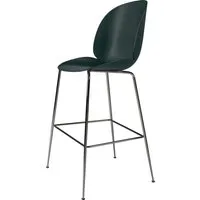 gubi chaise de bar beetle - vert foncé - noir chrome - 73 cm