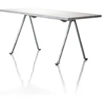 magis table basse officina - galvanisé - marbre de carrare, blanc - 120 x 45 cm