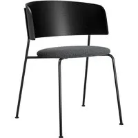 objekte unserer tage fauteuil avec accoudoirs wagner - strcuture noire - noir - promise 095 gris lave - avec patins en feutre