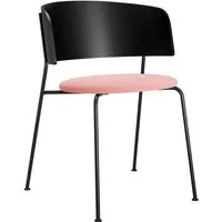 objekte unserer tage fauteuil avec accoudoirs wagner - strcuture noire - noir - vidar 622 rose - avec patins en feutre