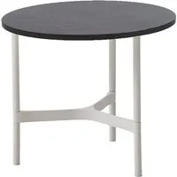 cane-line outdoor table basse twist - dark grey - blanc - ø 45 cm