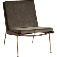 &tradition fauteuil lounge boomerang hm1 - duke 004 - noyer huilé - laiton