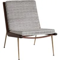 &tradition fauteuil lounge boomerang hm1 - nouvelles vagues silver rock t18011-002 - noyer huilé - laiton