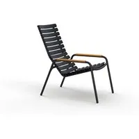 houe fauteuil lounge reclips - noir - avec accoudoirs en bambou