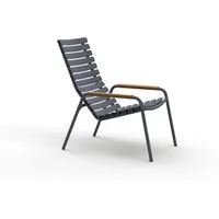 houe fauteuil lounge reclips - gris - avec accoudoirs en bambou