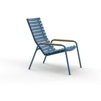 houe fauteuil lounge reclips - bleu - avec accoudoirs en bambou