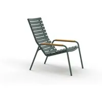 houe fauteuil lounge reclips - vert - avec accoudoirs en bambou
