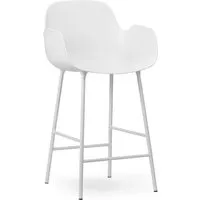 normann copenhagen chaise de bar form structure acier avec accoudoirs - blanc/blanc - 65 cm