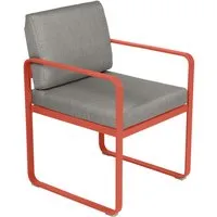 fermob fauteuil lounge bellevie - 45 capucine mat - b8 gris taupe