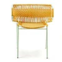 ames chaise avec accoudoirs cielo stacking - miel / vert pastel