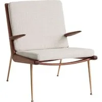 &tradition fauteuil lounge boomerang hm2 - loop cream k5042/33 - noyer huilé - laiton