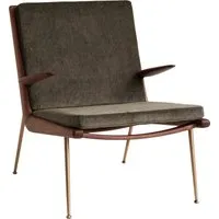 &tradition fauteuil lounge boomerang hm2 - duke 004 - noyer huilé - laiton