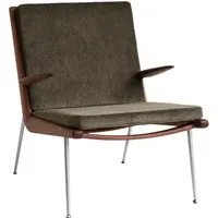 &tradition fauteuil lounge boomerang hm2 - duke 004 - noyer huilé - acier inoxydable
