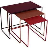 fermob tables gigognes oulala / set de 3  - cerise noire/rouge ocre/chili