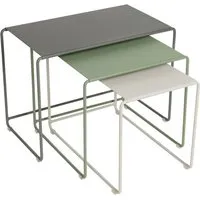 fermob tables gigognes oulala / set de 3  - romarin/cactus/gris argile