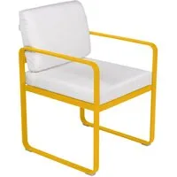 fermob fauteuil lounge bellevie - c6 miel structure - blanc grisé