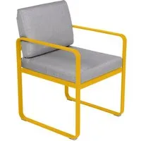 fermob fauteuil lounge bellevie - c6 miel structure - gris flanelle