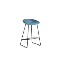 hay about a stool aas 38 - azure blue 2.0 - noir - patins standards en plastique - hauteur d'assise 65 cm