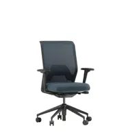 vitra chaise de bureau id mesh - noir - silkmesh02rauchblau - diamondmesh02rauchblau - roulettes souples pour sols durs