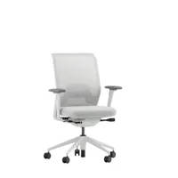vitra chaise de bureau id mesh - revêtement soft grey - planocremeweiß/sierragrau - diamond mesh soft grey - roulettes souples pour sols durs